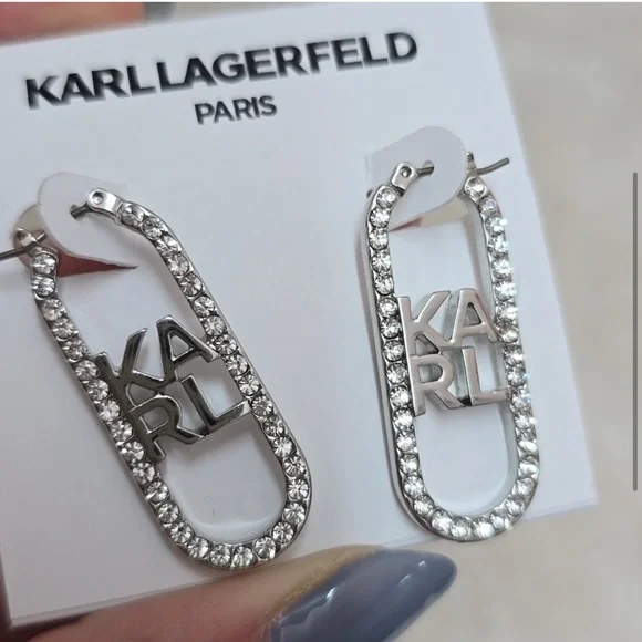 Karl Lagerfeld Silver Crystal Earrings - Picture 10 of 10